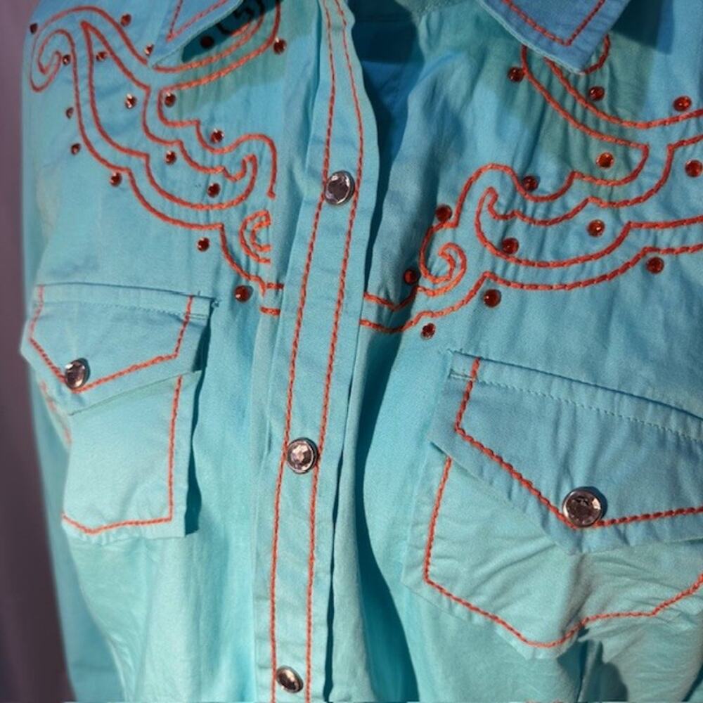Ariat Shelby Fitted Western Shirt Womens Medium Blue Radiance Snap Front Ranch - Picture 3 of 14